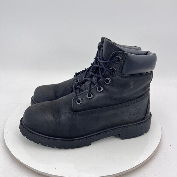 Timberland 6 Inch Kids Size 4 Women 5 12907 Black Nubuck Ankle Premium Boot - Picture 1 of 11